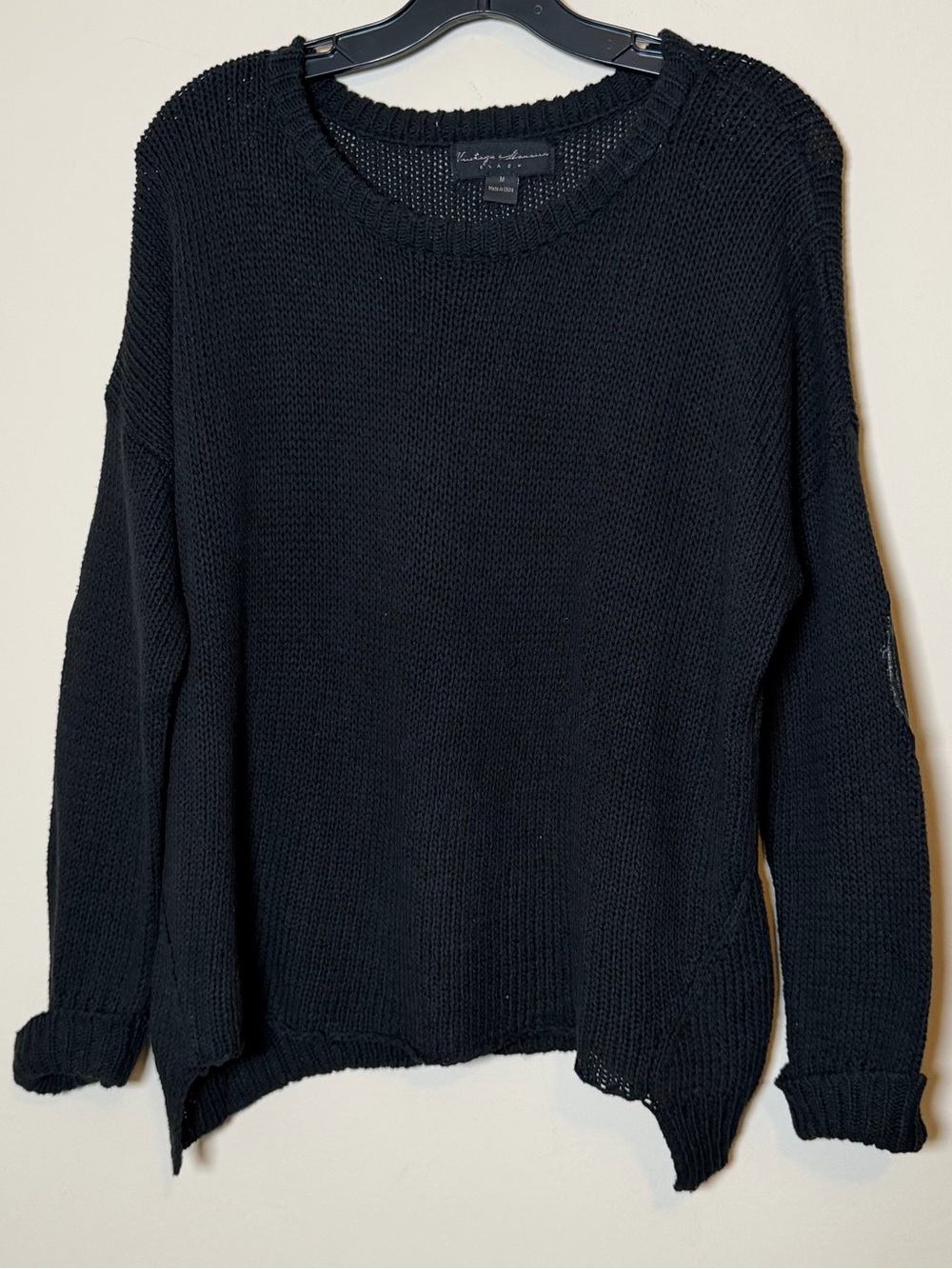 VINTAGE HAVANA Knit Elbow Patch Sweater,size M